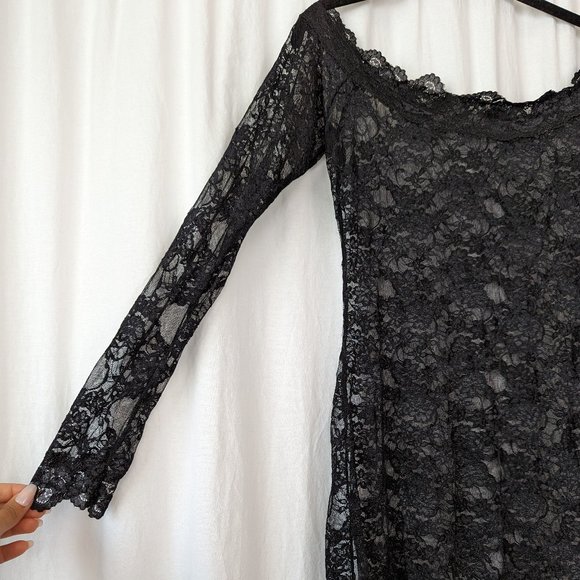 LINGERLOVE Black Baby Doll Lace Chemise Size Medium - Picture 5 of 11